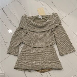 Sabo Skirt Textured Tan and Cream Mini Dress